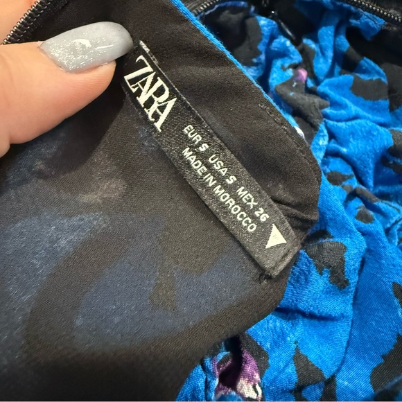 Zara Blue and Purple Long Sleeve Dress. - Picture 2 of 7